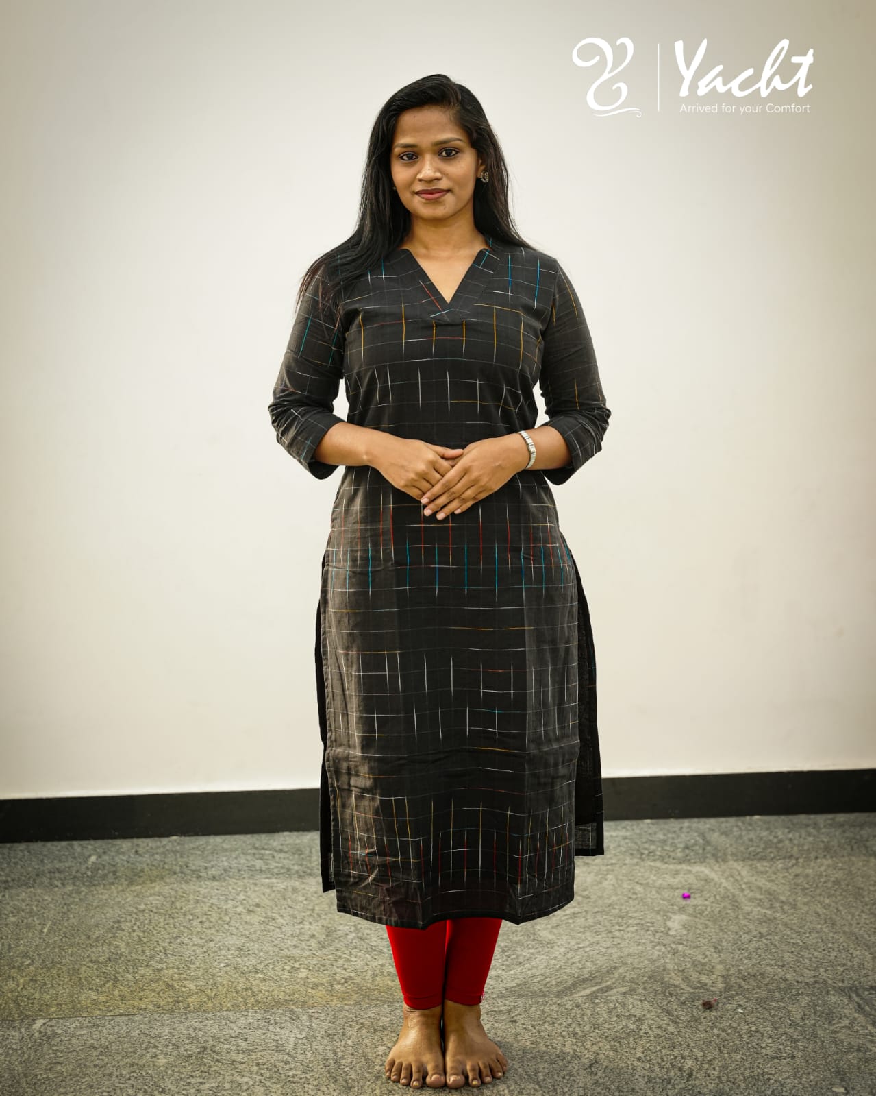 🖤Charcoal Grid Classic Kurti