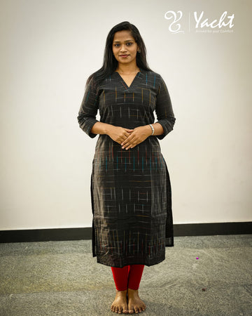 🖤Charcoal Grid Classic Kurti