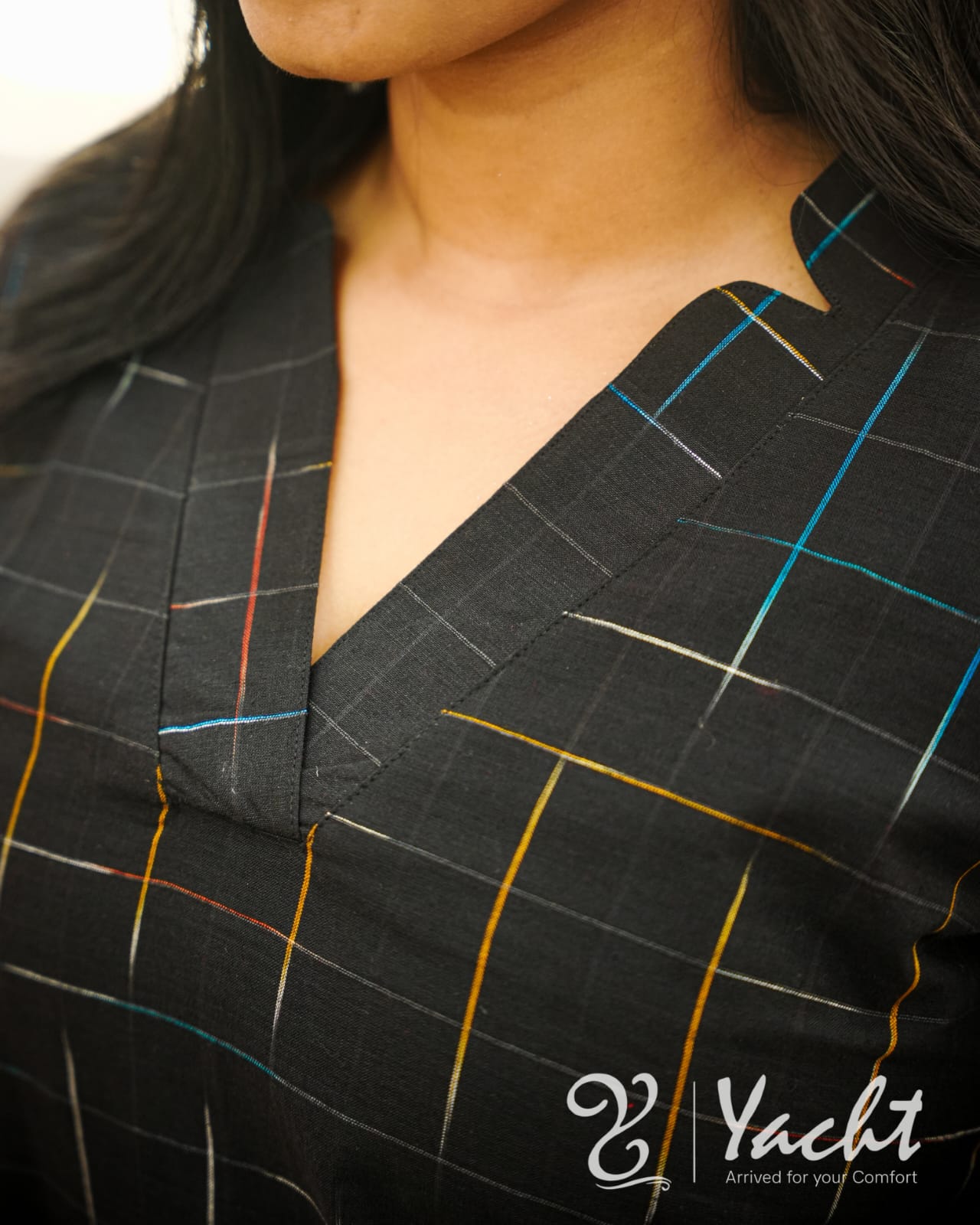 🖤Charcoal Grid Classic Kurti