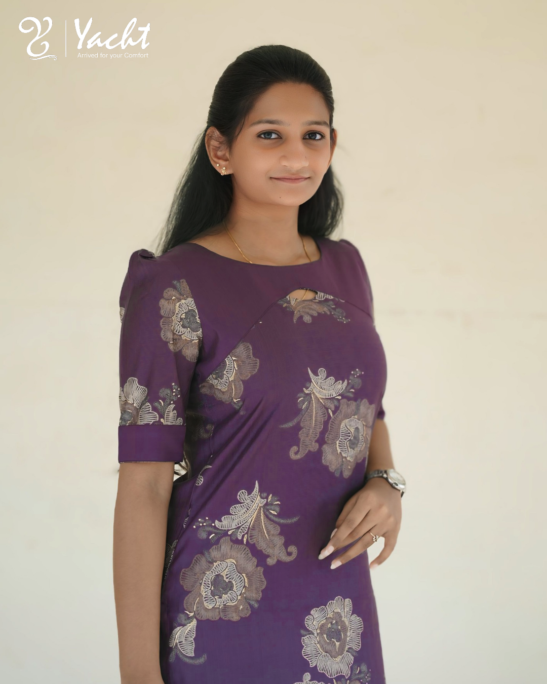💜Royal Plum Floral Kurti Set