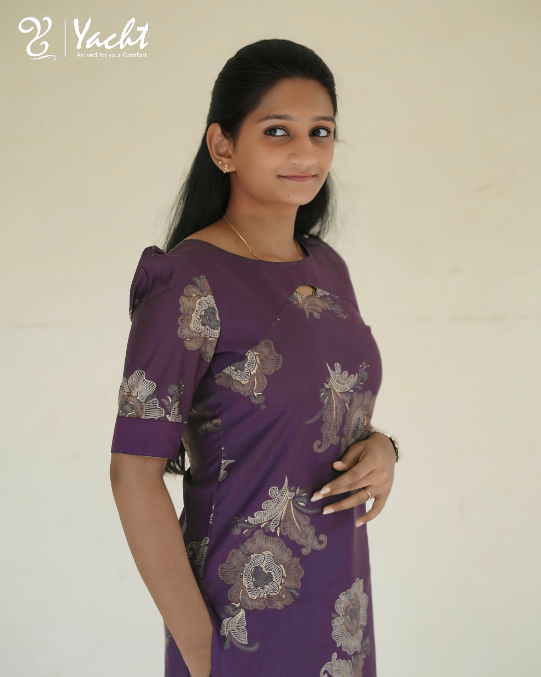 💜Royal Plum Floral Kurti Set