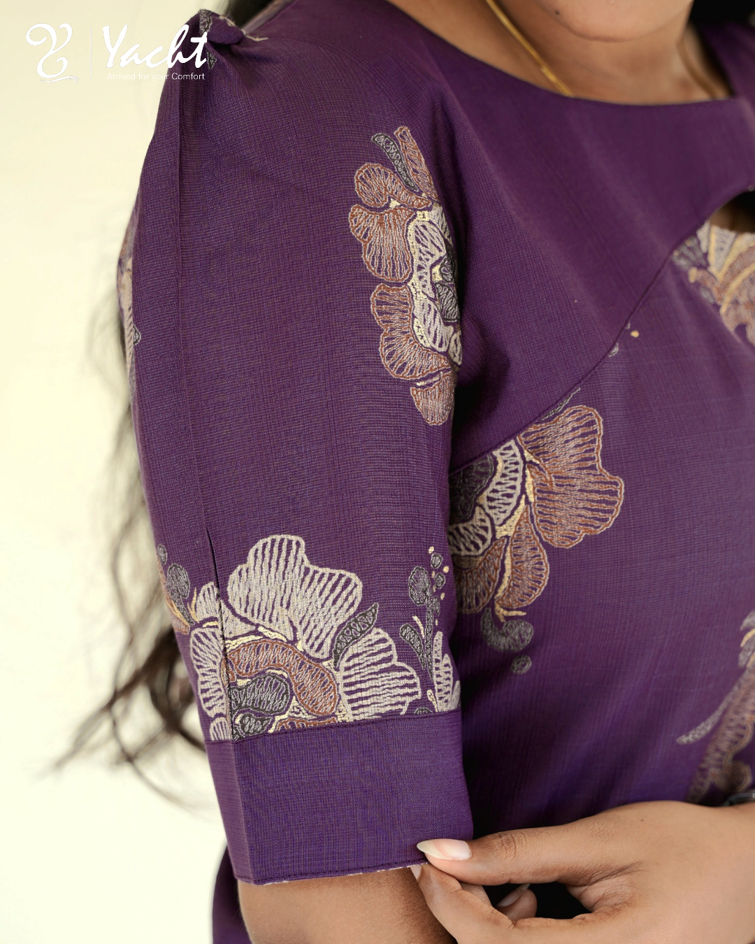 💜Royal Plum Floral Kurti Set