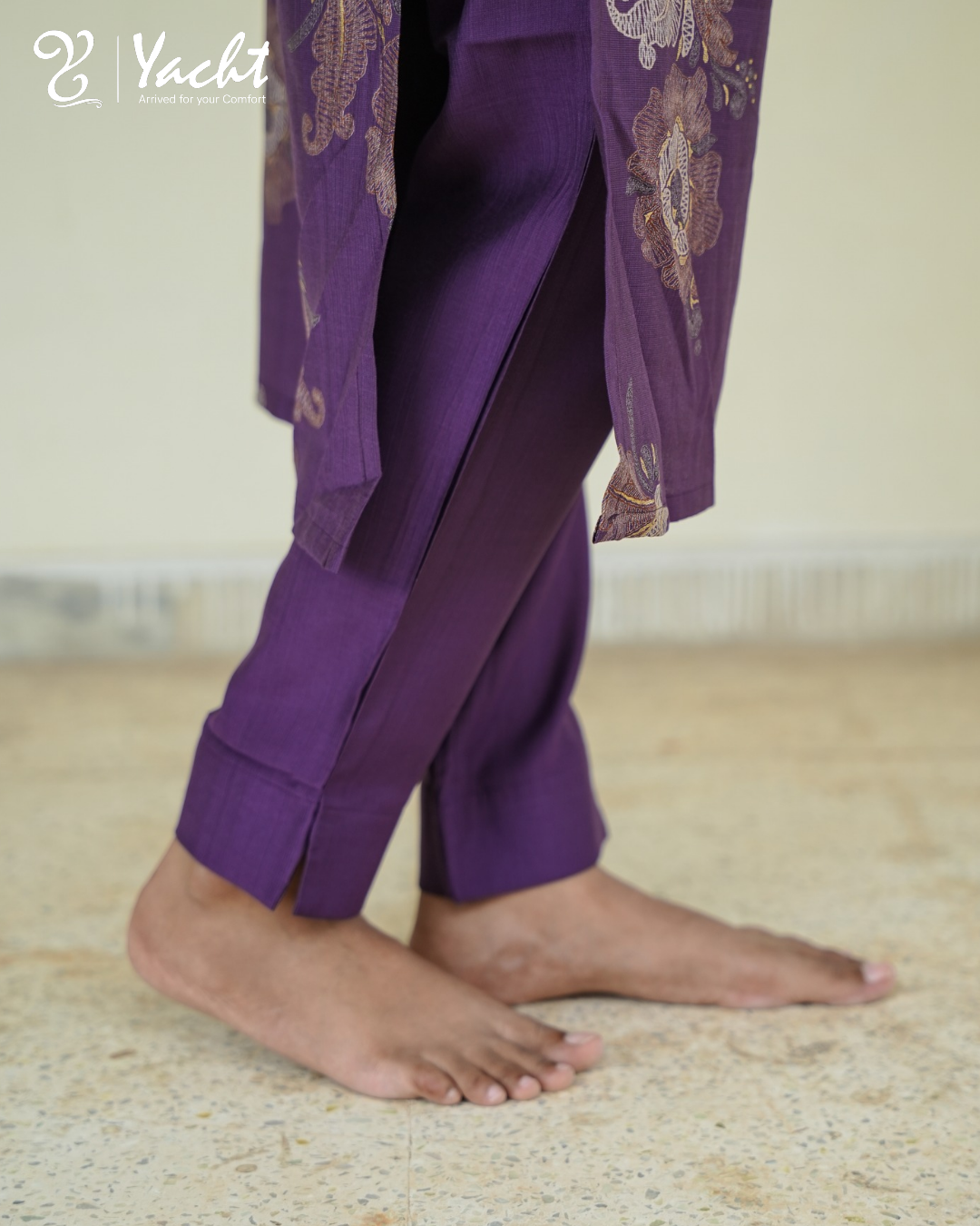 💜Royal Plum Floral Kurti Set