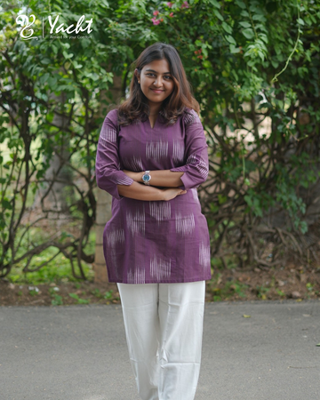 ✨ Royal Plum Ikat Collar Kurti