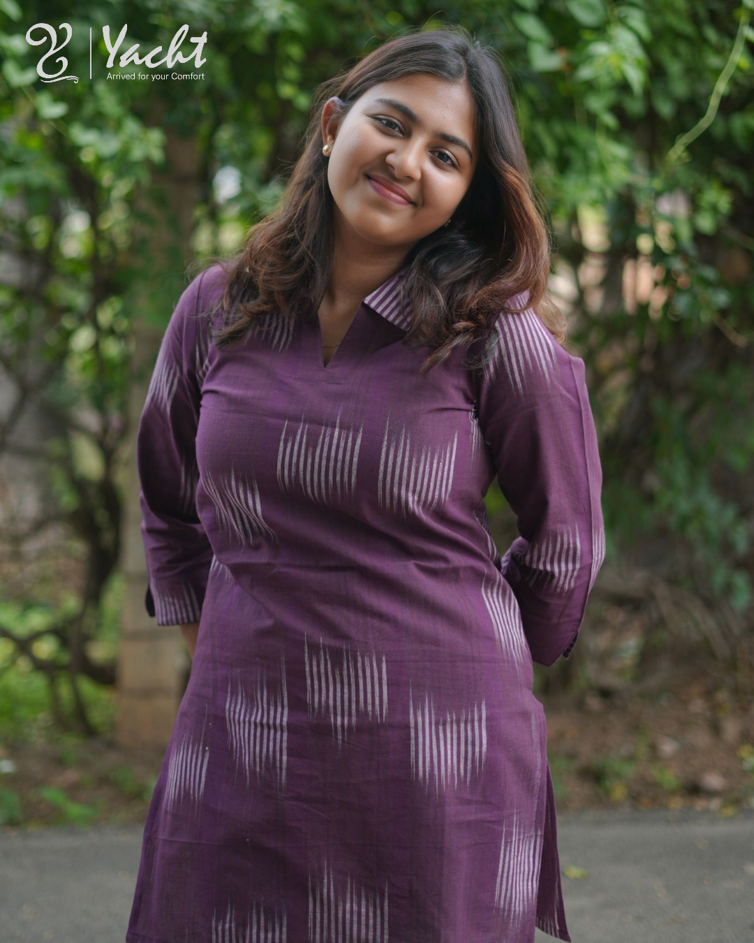 ✨ Royal Plum Ikat Collar Kurti