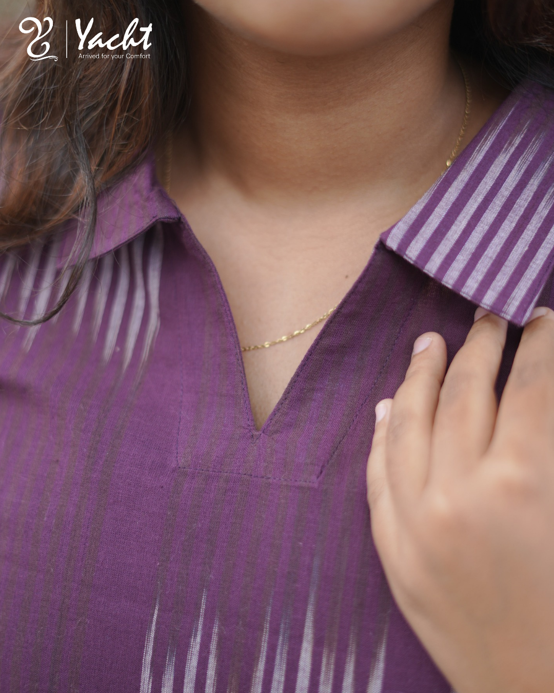✨ Royal Plum Ikat Collar Kurti