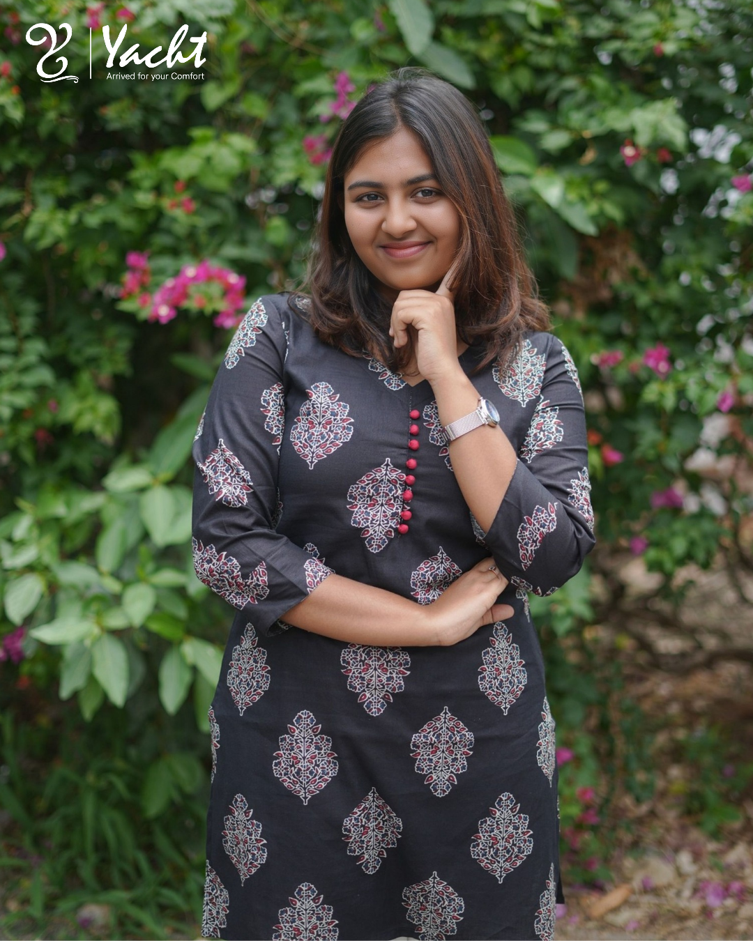 ✨ Midnight Blossom Buta Kurti