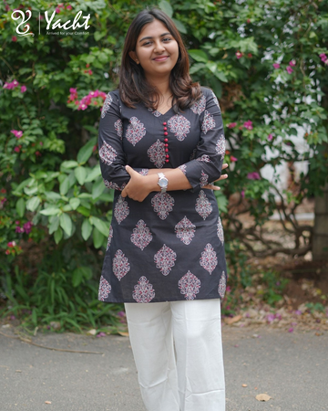✨ Midnight Blossom Buta Kurti
