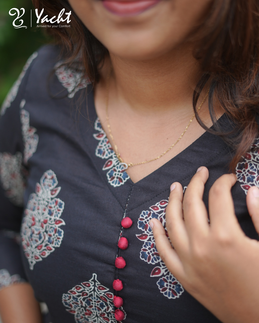 ✨ Midnight Blossom Buta Kurti