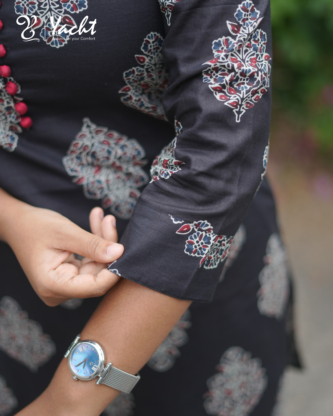 ✨ Midnight Blossom Buta Kurti