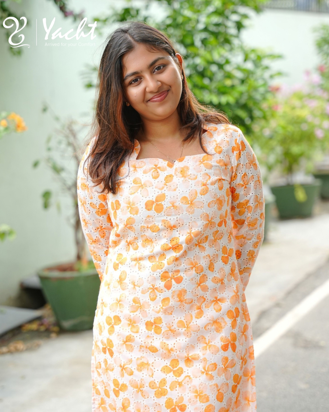 🍊 Haccoba Straight Kurti – Orange Blossom