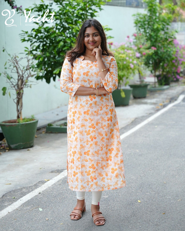 🍊 Haccoba Straight Kurti – Orange Blossom