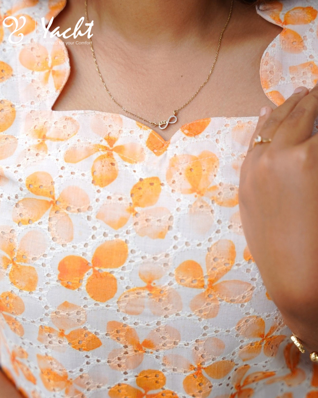 🍊 Haccoba Straight Kurti – Orange Blossom